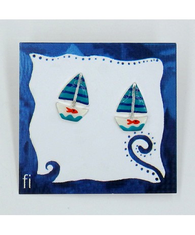 Earrings blue fishboat